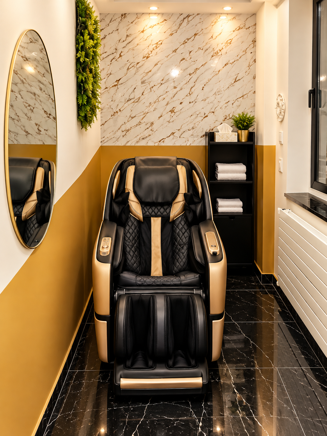 Le fauteuil de massage dans son espace dédié